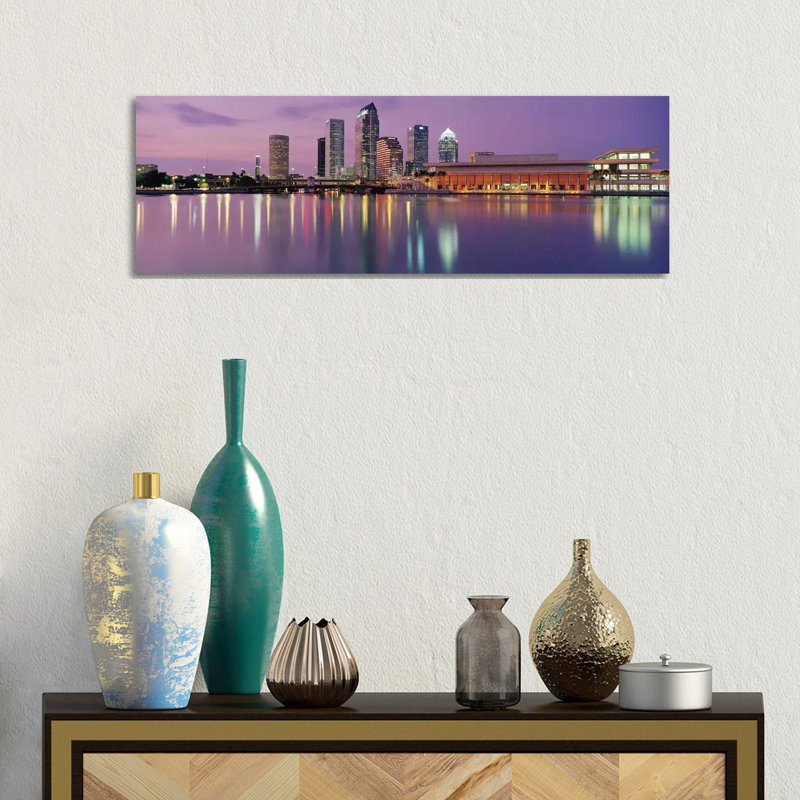Tampa Panoramic Skyline Cityscape (Dusk) 1 Piece Wrapped Canvas Panoramic Wall Art, 30.48 cm H x 91.44 cm W x 1.91 cm D