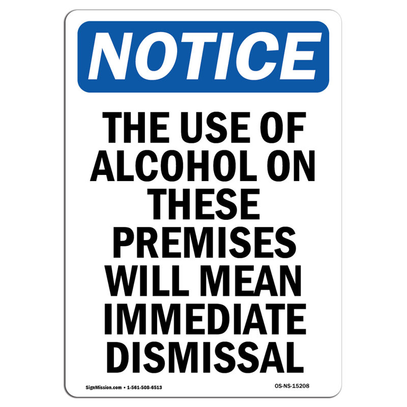 Enseigne de licenciement immédiat «Alhanol On Premises»