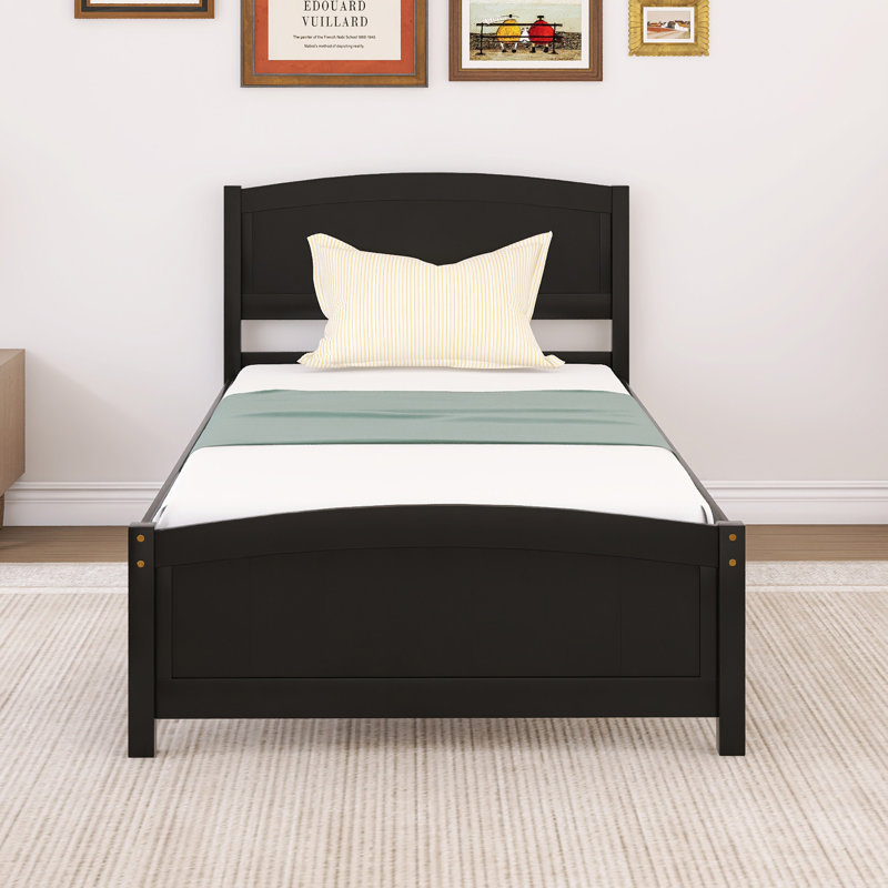 Wood Platform Bed With Headboard, Espresso