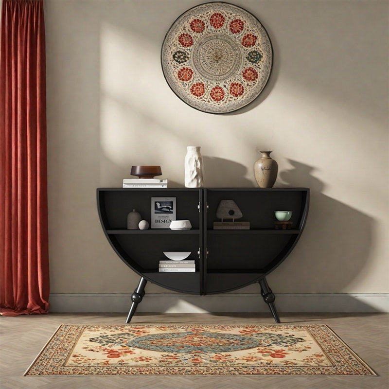 Armoire polyvalente spacieuse avec cadre en pin, Noir