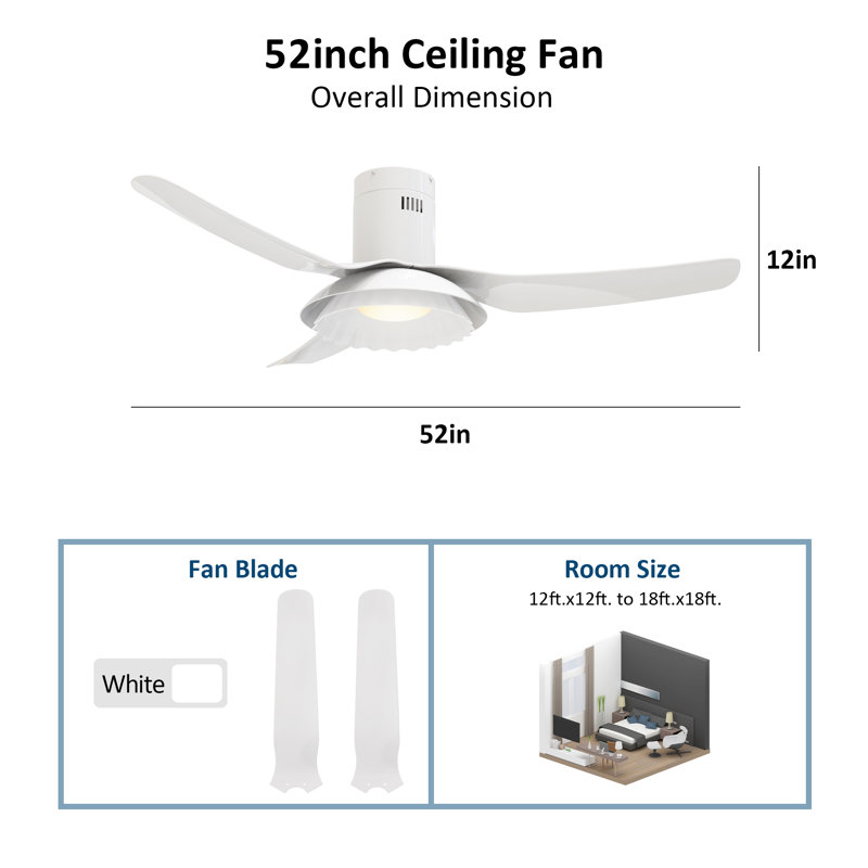 Edder 52'' Ceiling Fan with LED Lights
