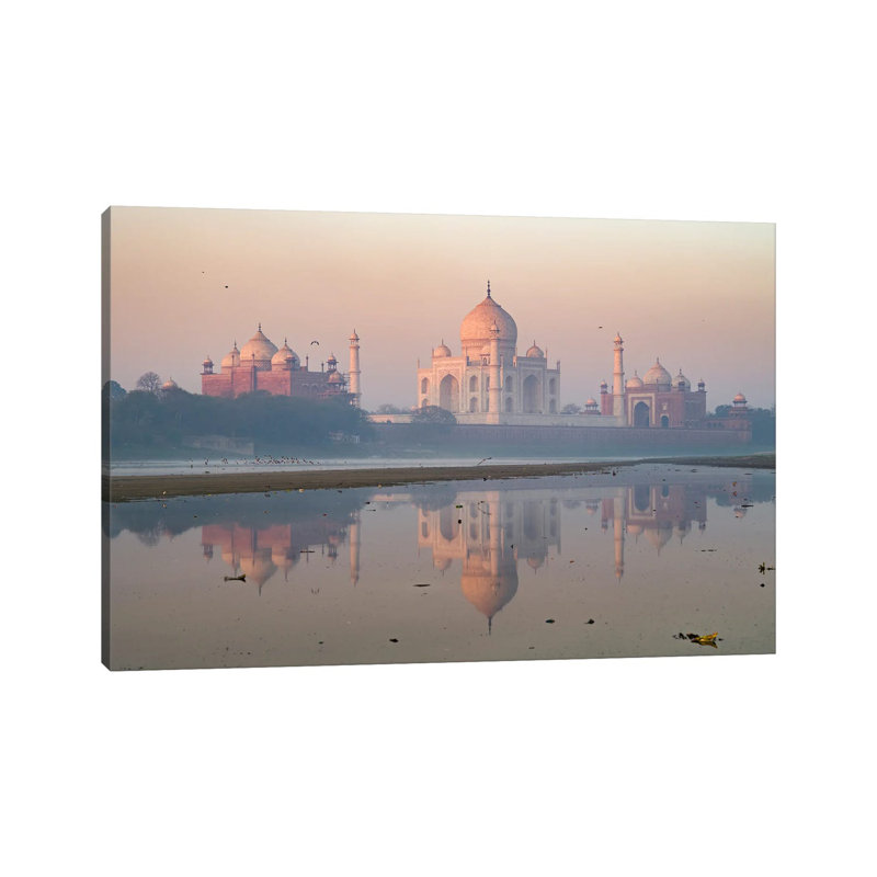 Taj Mahal At Dawn Reflected In The River, India by Matteo Colombo - No Frame Gallery-Wrapped Canvas Giclée on Canvas