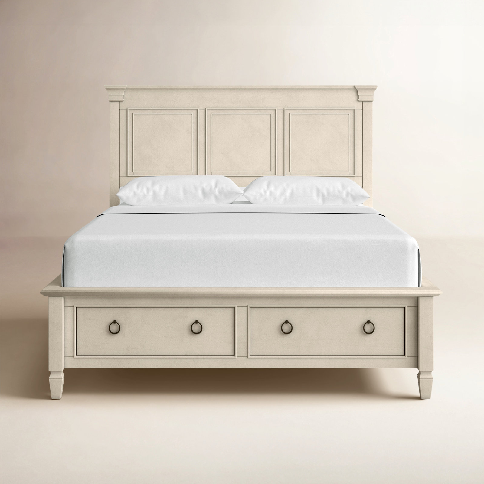 Mahler Solid Wood Storage Bed, Queen, Cotton-hued