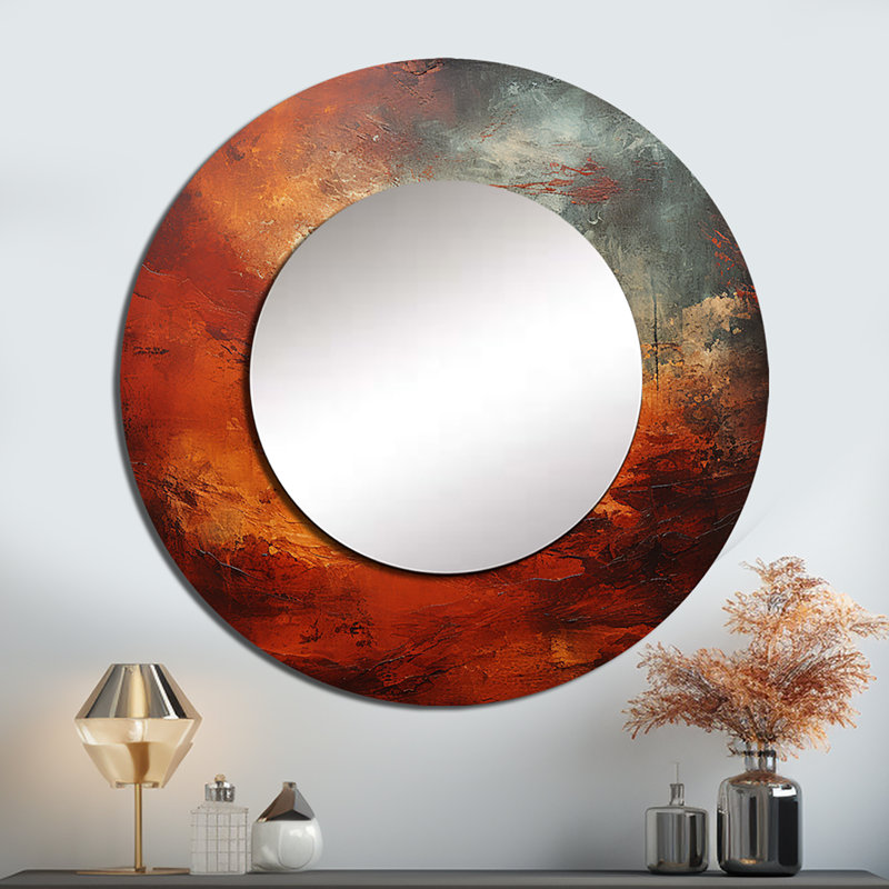 Marron Mars mystère planète I - notre grand système solaire miroir, miroir mural décoratif rouge, art imprimé en métal, Rond