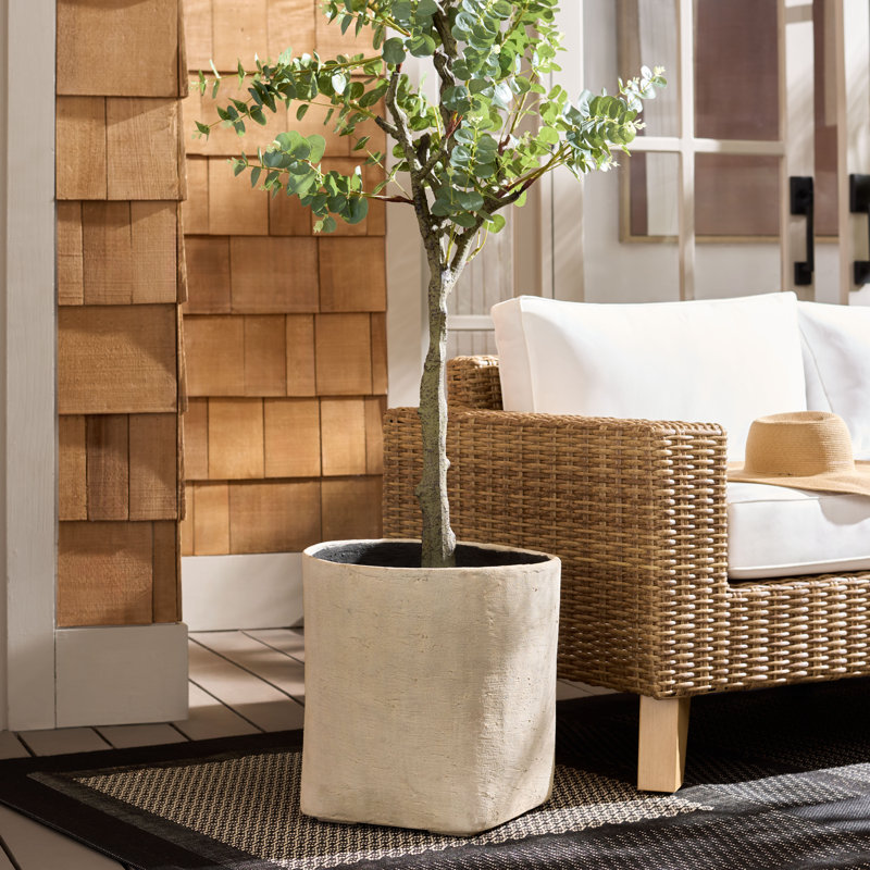Pot de fleurs carré Cana, Beige