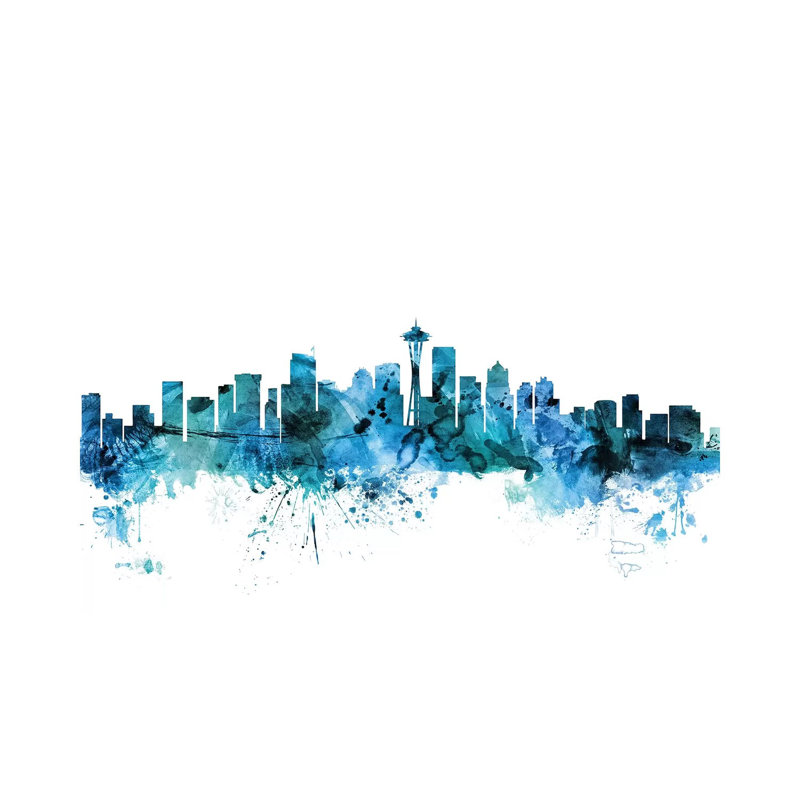 Seattle, Washington Skyline by Michael Tompsett - 1 Piece Wrapped Canvas Wall Art, 101.6 cm H x 66.04 cm W x 3.175 cm D