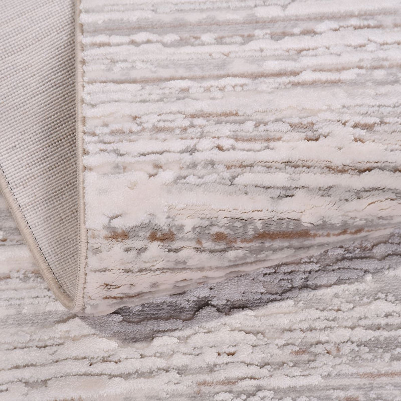 Tapis beige moderne lavable à la machine, Rectangle de 2 pi 7 po x 5 pi