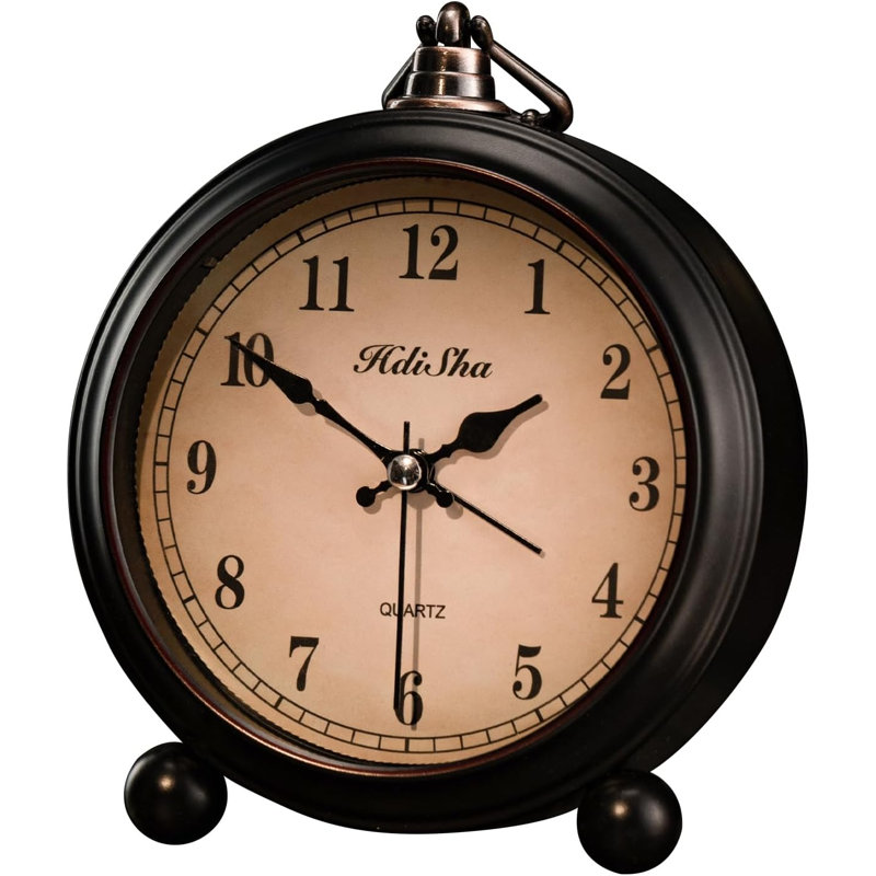 Réveil rétro, petit réveil analogique silencieux de 12,7 cm (5 pouces), sans tic-tac, avec fonction snooze.