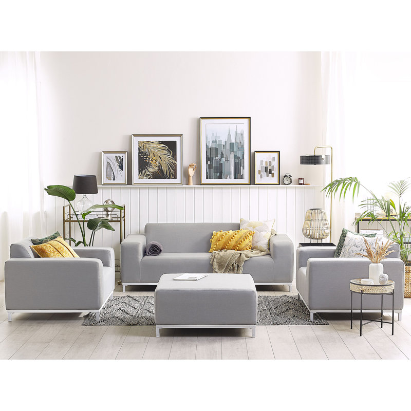 Eleene 5 Seater Sofa Set, Light Grey