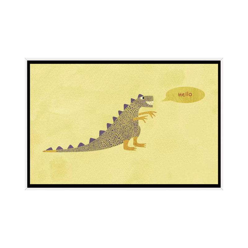 Dinosaure par Nic Squirrell - impression d'art graphique, H 26 po x l 40 po x 1,5 po, Toile blanche encadrée, Pas de tapis