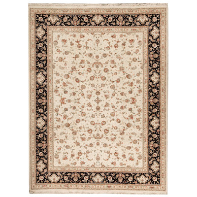 Tapis taupe et noir noué à la main de haute qualité