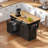 59.3-Inch Rolling Kitchen Island, With Power Sockets And Storage Space, 2 Pull-Out Cabinet Storage Racks And Fallen Leaves, With Trash Can Storage Space-424344587