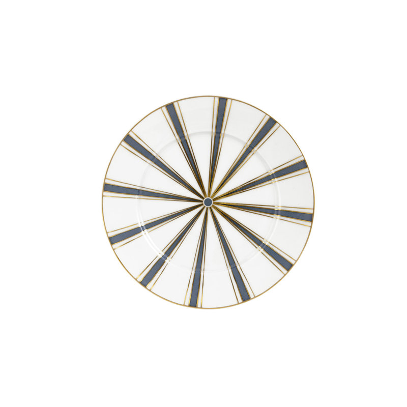 Stripes Porcelain Appetizer Plate, Blue