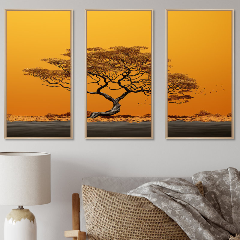 «African Tree Arbor II», ensemble de reproduction d'art mural arbre africain, H 28 po x l 36 po x P 1 po