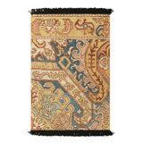 Rug & Kilim’S Dragon Rug In Gold And Blue With Geometric-Floral Patterns