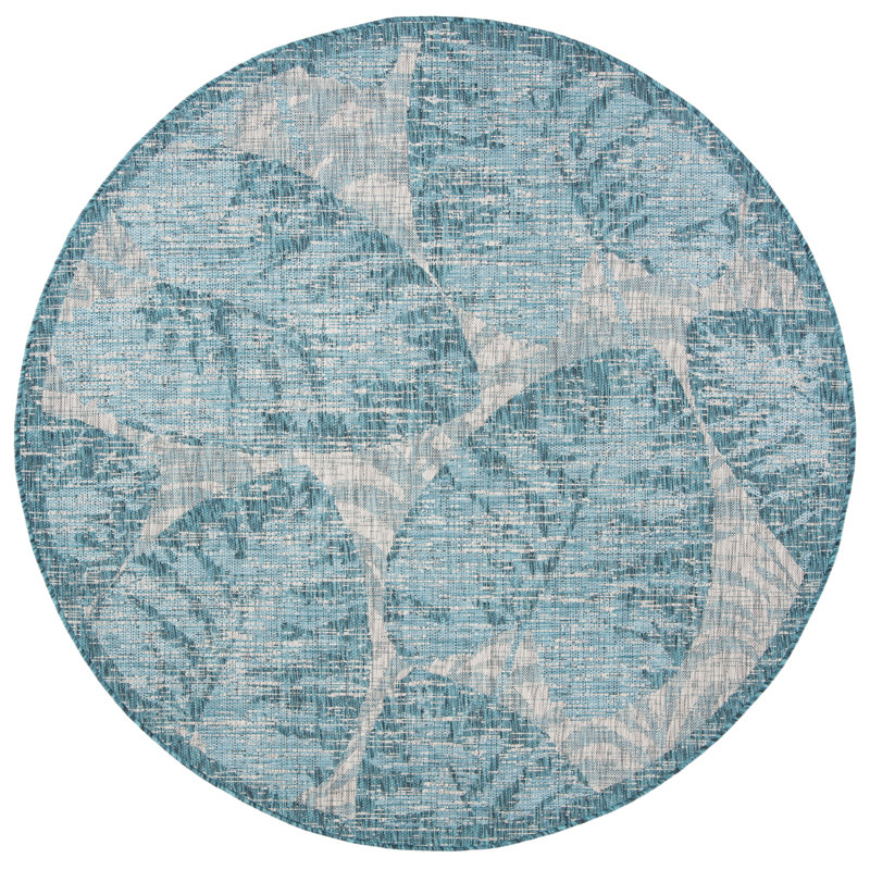 Tapis d'intérieur / extérieur à motif floral Shani Performance, Rond 6 pi 7 po