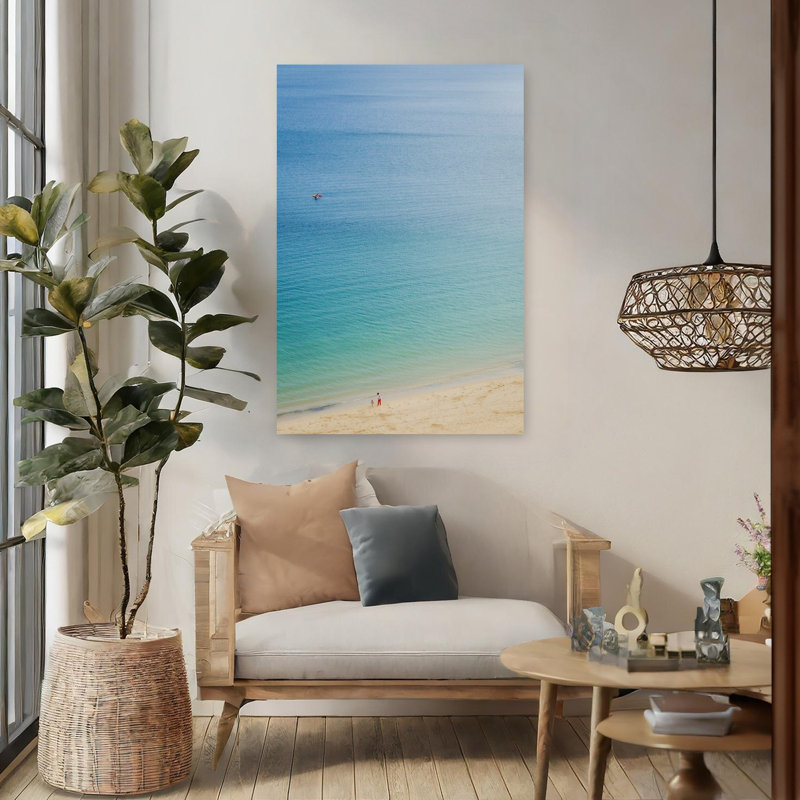 «Calm Blue Ocean Beach Peaceful Serene Tranquil Coastal», reproduction d'art mural, 48" H x 32" W