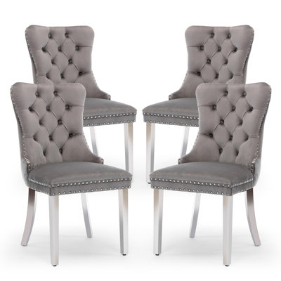 Dining Chairs, Upholstered High-end Tufted Dining Room Chair with Nailhead Back Ring