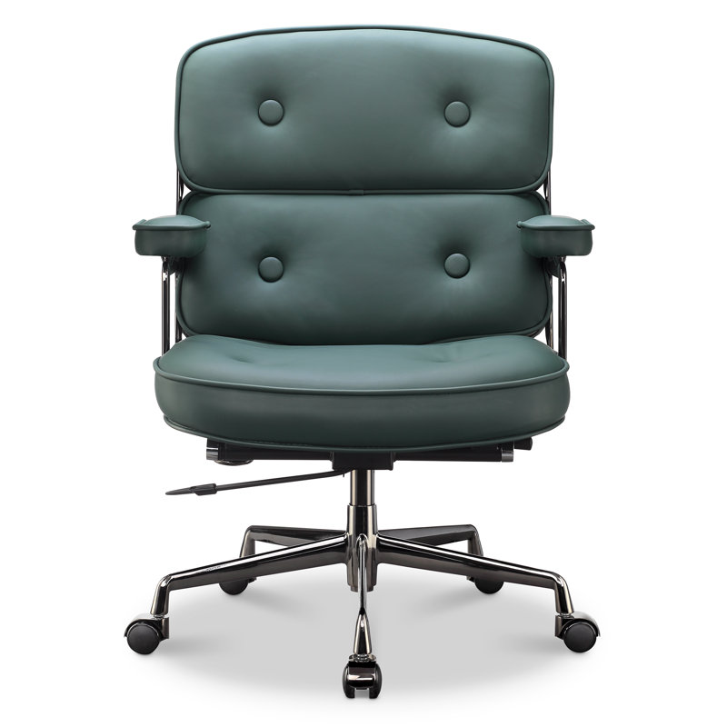 Roumena Genuine Leather Executive Chair, Green, Silver