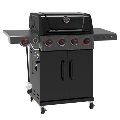 FEASTO 4-Burner Propane Gas Grill with Sear Burner & Side Burner, Porcelain-Enameled Main Body and Lid, 49,500 BTU
