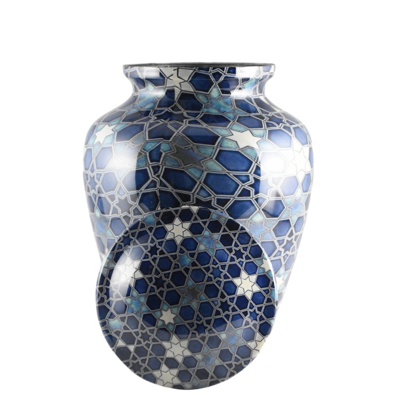 Handmade Blue Mosaic Star Pattern Urn