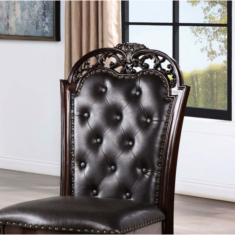 2 chaises d'appoint en cerisier brun traditionnel, 2 pièces, chaise de salle à manger de luxe avec 2 accoudoirs