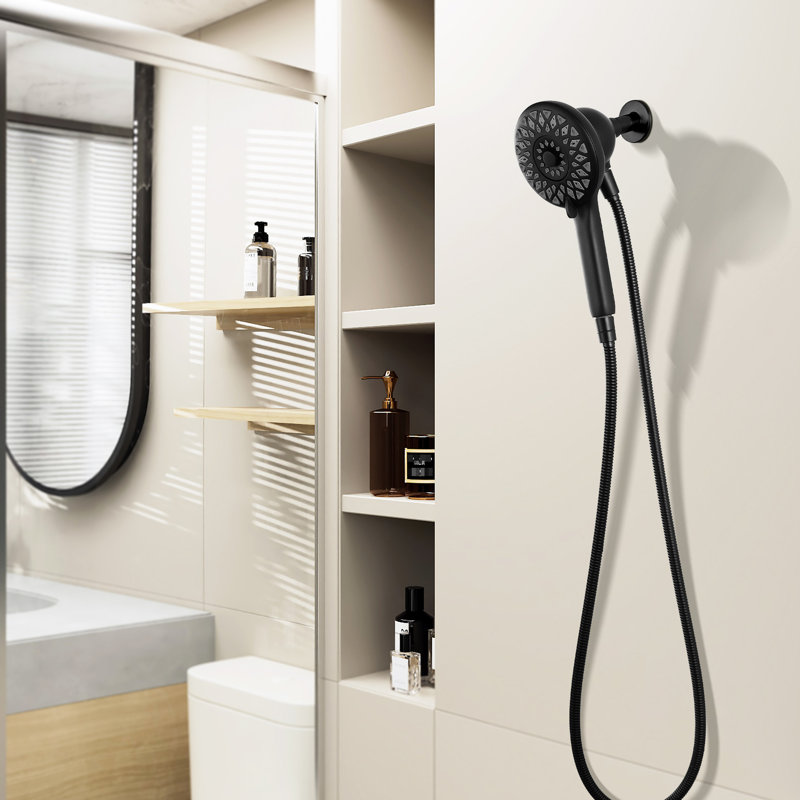 6 Spray Mode High Handheld Shower, Matte Black Color, 60 - Inch Hose, Magnetic Docking For Secure Storage In Bathroom Shower Head, Settings, Handheld, Metal Wall Mounted Practicality