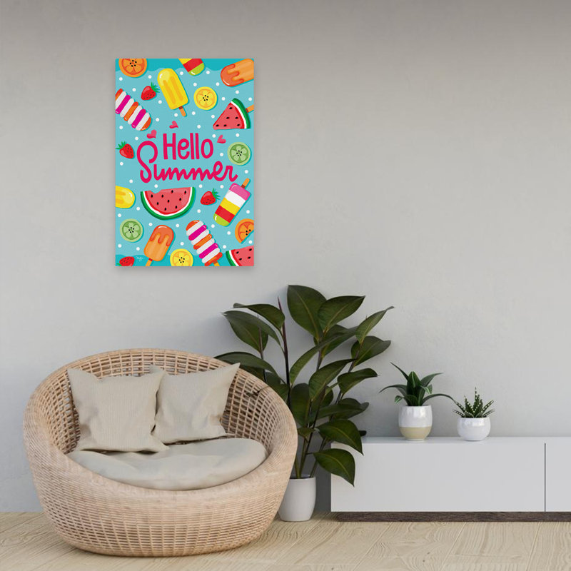 Hello Summer - Art contemporain typographique «Hello Summer», H 24 po x l 16 po