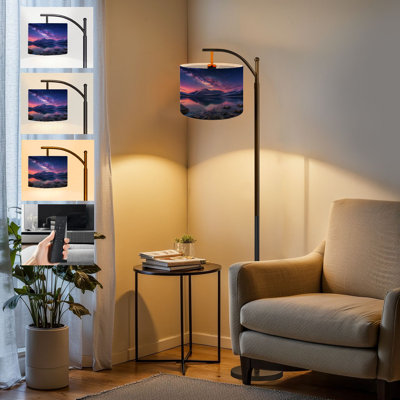 Lampe sur pied PeeNoke Arc Majestic Mountain Reflection Under Starry Night Sky Milky Way Tall