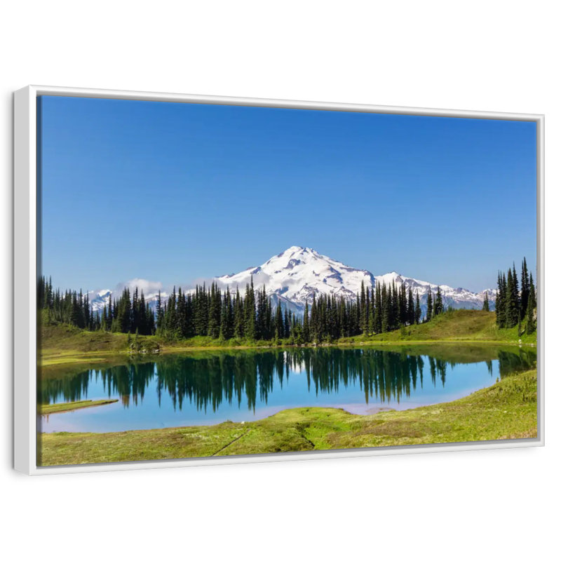 Mont Rainier, petite lagune, Cadre flottant blanc, 37 po x 25 po