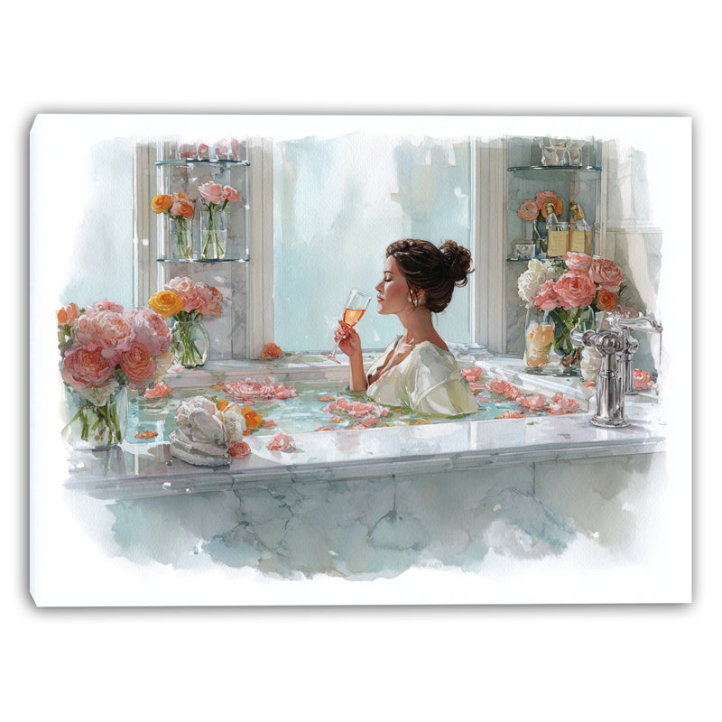 «Serene Bath Moment», art mural sur toile tendue