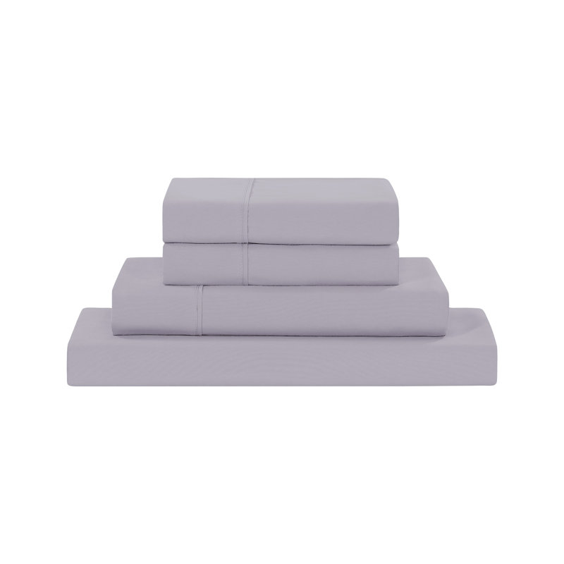 Ensemble de draps en microfibre 4 pièces Modern, King Sheet Set with 2 Pillowcases, Lavande