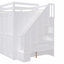 Structure de lit mezzanine pleine grandeur avec rangement pour garde-robe intégré, bureau et tablettes, finition blanche-879331509