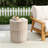 Outdoor/Indoor Lightweight Concrete Side Table,Travertine Finish