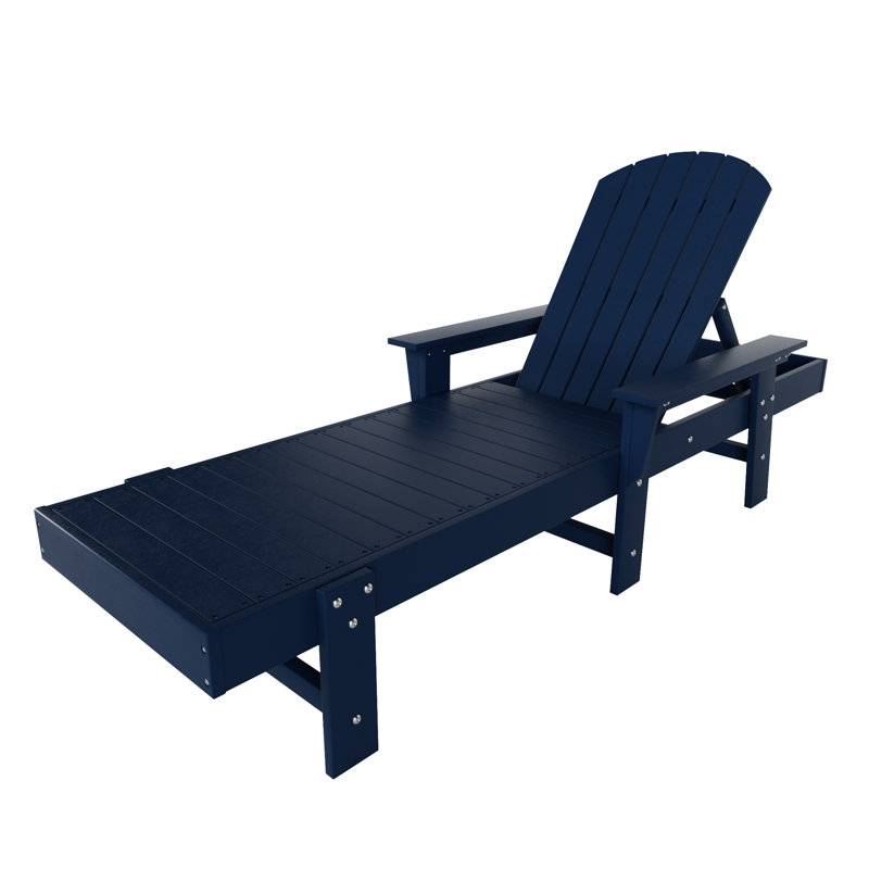 Altura 77.6" Long Outdoor All-Weather Poly Reclining Single Chaise, Navy Blue