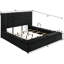 Grand lit avec revêtement en velours noir, tête de lit, rangement dissimulé, ensemble essentiel pour chambre à coucher contemporaine-29657583