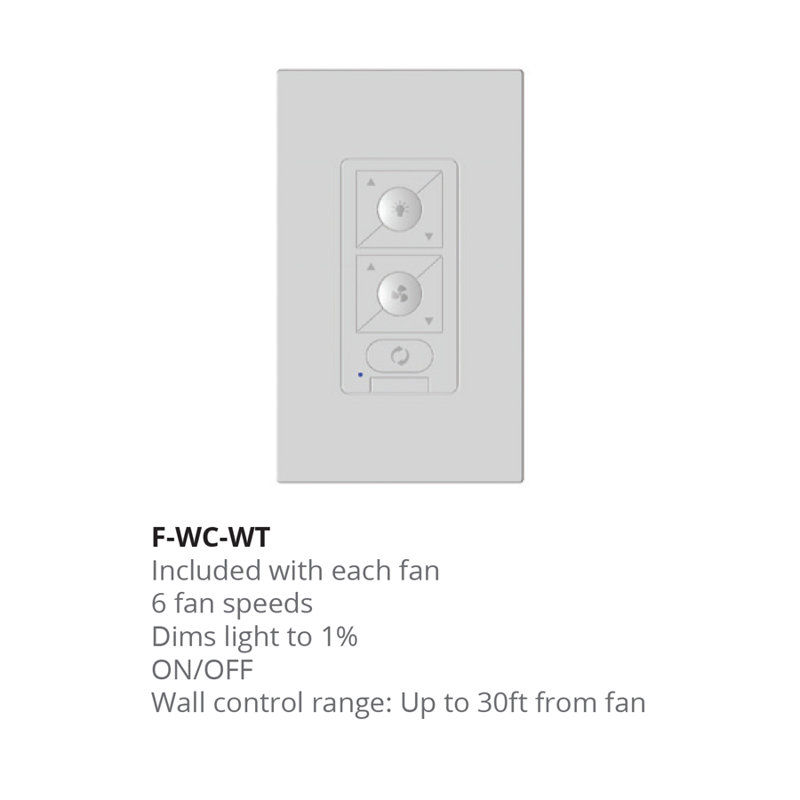 White Modern RF Ceiling Fan Wall Control