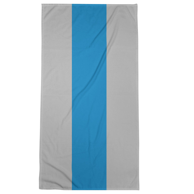 Cotton Blend Beach Towel, Light Gray/Blue