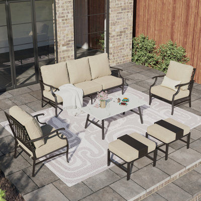 Asfand 5-7- Person Patio Conversation Set with Optional Ottoman