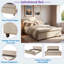 Lit rembourré avec bords roulés épais, pieds ovales à double couche rétro et tête de lit robuste-154969686-154969770