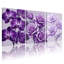 Ensemble de 3 tableaux sur toile à motifs floraux d'orchidées violettes, de roses et d'anémones, pour la décoration du salon et de la chambre.-402698423