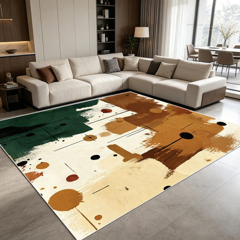 1PC Abstract Vintage Distressed Brushstroke Farmhouse Pattern area rugs for Living Room, Soft and Comfortable, All-season, easy-care, machine washable Indoor floor mat, ideal for dining table, bedroom, entryway, kitchen floor, Home & Outdoor Decor.
