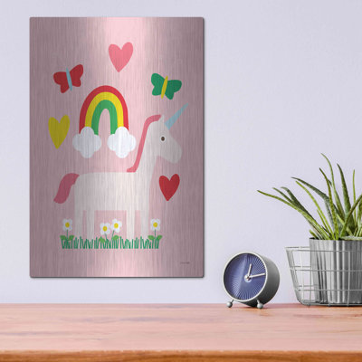 «Unicorn Fun I» par Ann Kelle - reproduction d'art sur métal sans cadre