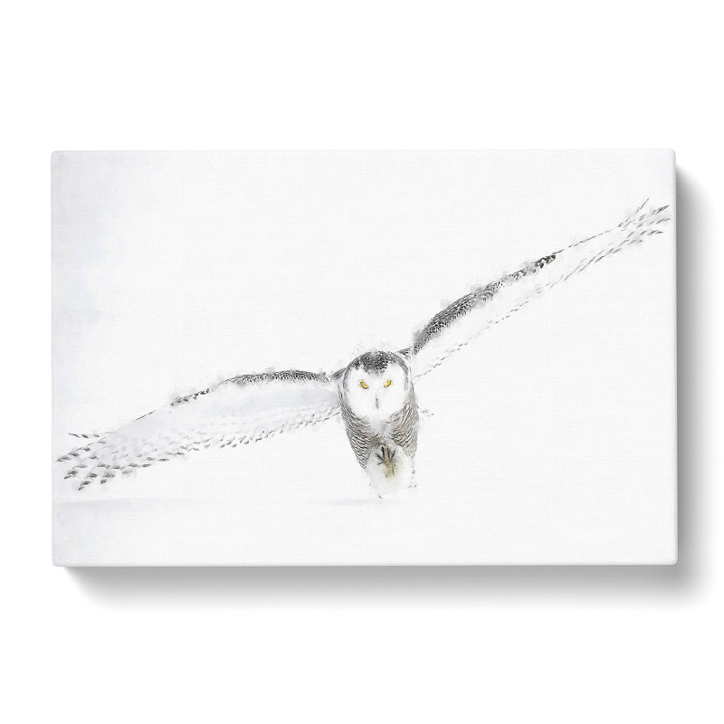 Snowy Owl Painting - Wrapped Canvas, 60cm H x 91cm W x 4cm D