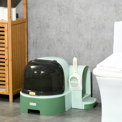 Covered Cat Litter Box With Lid, Simple To Clean Removable Bottom, Wide Side Door For Cat's Smooth Entry And Exit, Space Capsule - Style Design Comfort, Air Freshener A Pleasant Environment, Suited