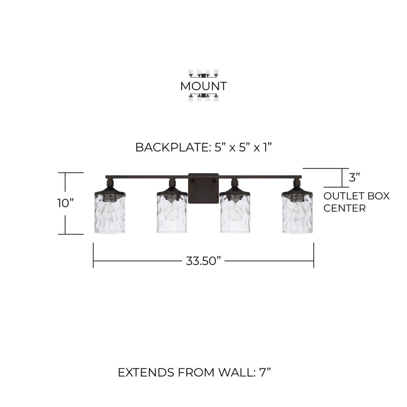 Baldwin Dimmable Vanity Light, Bronze, 4-Light