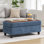 Banc multi-fonctionnel pour repose-pieds avec couvercle rabattable en bois et coussin