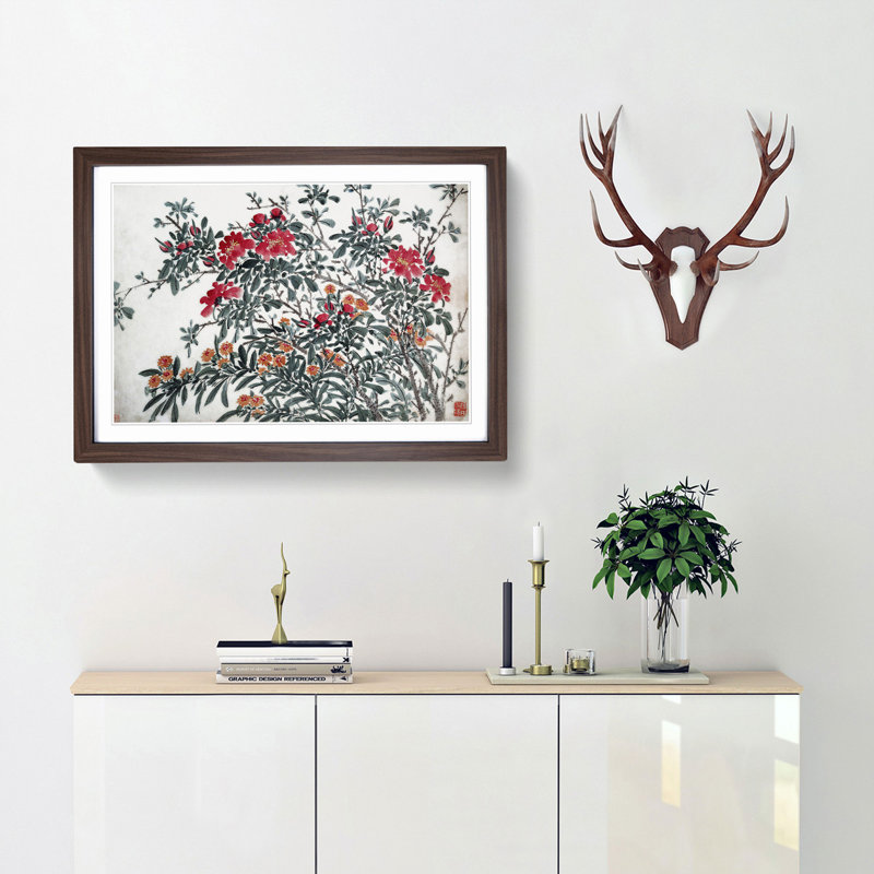 Garden Flowers Vol.5 by Chen Daofu - Framed Print, 27cm H x 36cm W x 2cm D, Walnut Framed