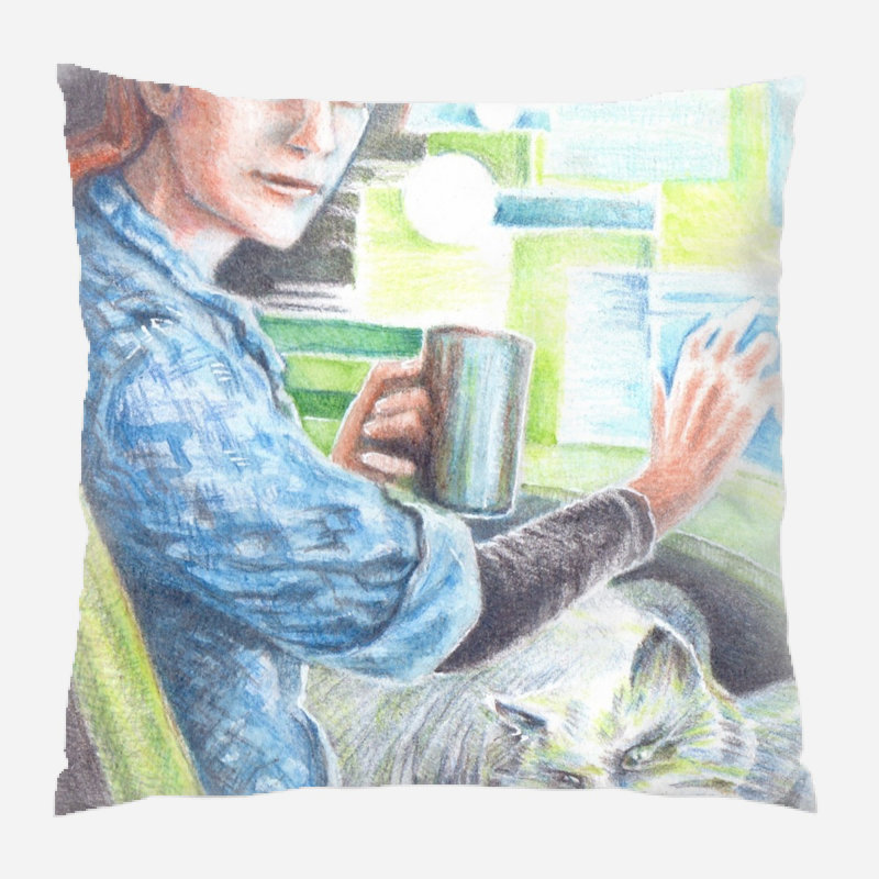 Coussin décoratif graphique Weeden, Microsuède, Intérieur