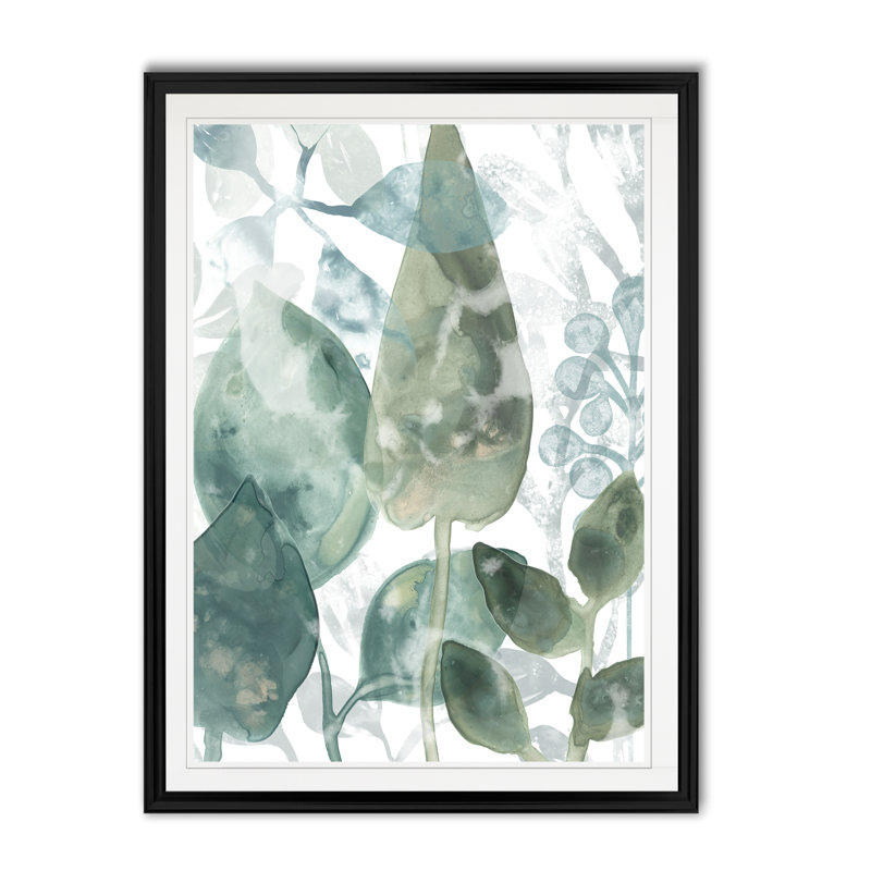 Aquatic Leaves II - reproduction d'art sur toile, H 18,5 po x l 24,5 po x P 1,5 po, Cadre noir